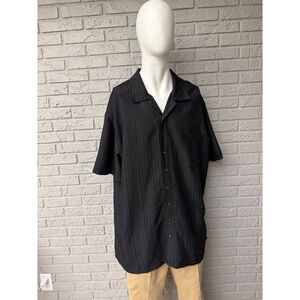 Foundry Men’s Black Vertical Striped Short Sleeve Camp Collar Shirt Size 3XLT